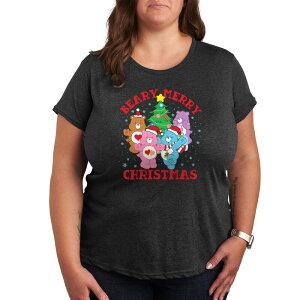 �A�j���L�����N�^�[ ���f�B�[�X �g�b�v�X T�V���c �v���X�T�C�Y �O���t�B�b�N Licensed Character Plus Care Bears Beary Merry Christmas Graphic Tee Heather Charcoal �`���R�[��