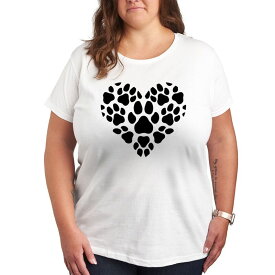 アニメキャラクター レディース トップス Tシャツ プラスサイズ プリント グラフィック Licensed Character Plus Pawprint Heart Graphic Tee White ホワイト