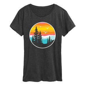 �A�j���L�����N�^�[ ���f�B�[�X �g�b�v�X T�V���c �O���t�B�b�N Licensed Character Women's Round Sunset Mountain Graphic Tee Heather Charcoal �`���R�[��