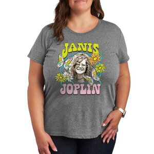 �A�j���L�����N�^�[ ���f�B�[�X �g�b�v�X T�V���c �v���X�T�C�Y �O���t�B�b�N Licensed Character Plus Janis Joplin Butterfly Flowers Graphic Tee Heather Gray �O���[