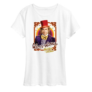 �A�j���L�����N�^�[ ���f�B�[�X �g�b�v�X T�V���c �O���t�B�b�N Licensed Character Women's Willy Wonkand the Chocolate Factory Willy Wonka Frame Graphic Tee White �z���C�g