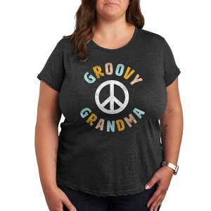 �A�j���L�����N�^�[ ���f�B�[�X �g�b�v�X T�V���c �v���X�T�C�Y �O���t�B�b�N Licensed Character Plus Groovy Grandma Graphic Tee Heather Charcoal �`���R�[��