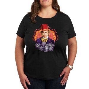 �A�j���L�����N�^�[ ���f�B�[�X �g�b�v�X T�V���c �v���X�T�C�Y �O���t�B�b�N Licensed Character Plus Willy Wonkand the Chocolate Factory Willy Wonka Graphic Tee Black �u���b�N