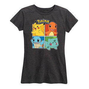 �A�j���L�����N�^�[ ���f�B�[�X �g�b�v�X T�V���c �v���X�T�C�Y �O���t�B�b�N Licensed Character Plus Pokemon Partner Squares Graphic Tee Heather Charcoal �`���R�[��