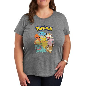 �A�j���L�����N�^�[ ���f�B�[�X �g�b�v�X T�V���c �v���X�T�C�Y �O���t�B�b�N Licensed Character Plus Pokemon Character Group Graphic Tee Heather Gray �O���[