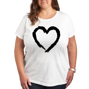 �A�j���L�����N�^�[ ���f�B�[�X �g�b�v�X T�V���c �v���X�T�C�Y �O���t�B�b�N Licensed Character Plusize Paintbrush Stroke Heart Graphic Tee White �z���C�g