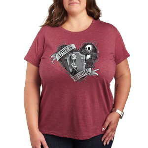 �f�B�Y�j�[ ���f�B�[�X �g�b�v�X T�V���c �v���X�T�C�Y �O���t�B�b�N Disney's The Nightmare Before Christmas Plus Jack And Sally Love Graphic Tee Heather Wine �w�U�[