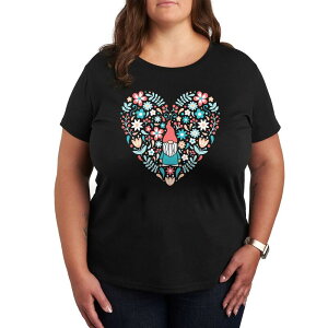 �A�j���L�����N�^�[ ���f�B�[�X �g�b�v�X T�V���c �v���X�T�C�Y �O���t�B�b�N Licensed Character Pluscandinavian Heart Gnome Graphic Tee Black �u���b�N