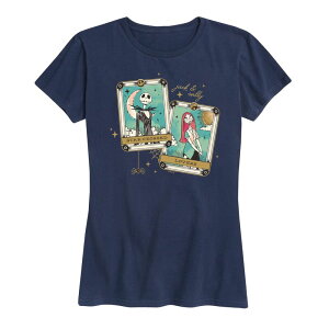�f�B�Y�j�[ ���f�B�[�X �g�b�v�X T�V���c �O���t�B�b�N Disney's The Nightmare Before Christmas Women'star Crossed Lovers Graphic Tee Navy �l�C�r�[