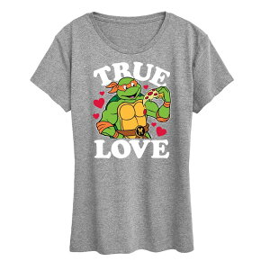 �A�j���L�����N�^�[ ���f�B�[�X �g�b�v�X T�V���c �O���t�B�b�N Licensed Character Women's Teenage Mutant Ninja Turtles True Love Graphic Tee Heather Gray �O���[