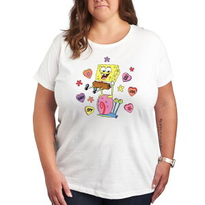 �j�R���f�I�� ���f�B�[�X �g�b�v�X T�V���c �v���X�T�C�Y �p���c �O���t�B�b�N Plusize Nickelodeon SpongeBob Squarepantspongebob Gary Candy Hearts Graphic Tee White �z���C�g