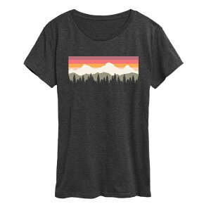 �A�j���L�����N�^�[ ���f�B�[�X �g�b�v�X T�V���c �O���t�B�b�N Licensed Character Women's Muted Sunset Mountain Scene Graphic Tee Heather Charcoal �`���R�[��