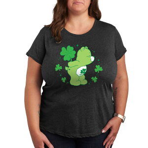 �A�j���L�����N�^�[ ���f�B�[�X �g�b�v�X T�V���c �v���X�T�C�Y �O���t�B�b�N Licensed Character Plus Care Bearshamrock Graphic Tee Heather Charcoal �`���R�[��