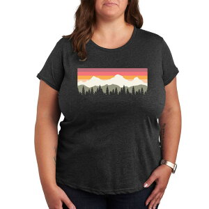 �A�j���L�����N�^�[ ���f�B�[�X �g�b�v�X T�V���c �v���X�T�C�Y �O���t�B�b�N Licensed Character Plus Muted Sunset Mountain Scene Graphic Tee Heather Charcoal �`���R�[��