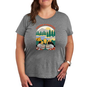 �f�B�Y�j�[ ���f�B�[�X �g�b�v�X T�V���c �v���X�T�C�Y �O���t�B�b�N Disney's Mickey & Minnie Mouse Plus Coffee And Campingraphic Tee Heather Gray �O���[