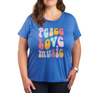 �A���u�����f�b�h ���f�B�[�X �g�b�v�X T�V���c �v���X�T�C�Y �O���t�B�b�N Unbranded Plus Peace Love Music Distressed Graphic Tee Heatheroyal Blue �w�U�[