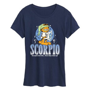 �A�j���L�����N�^�[ ���f�B�[�X �g�b�v�X T�V���c �v���X�T�C�Y �O���t�B�b�N Licensed Character Plus Garfield Scorpio Graphic Tee Navy �l�C�r�[