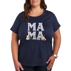 �f�B�Y�j�[ ���f�B�[�X �g�b�v�X T�V���c �v���X�T�C�Y �O���t�B�b�N Disney's Winnie The Pooh Kanga Roo & Pooh Plusize Mama Grid Graphic Tee Navy �l�C�r�[