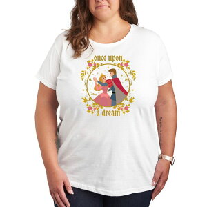 �f�B�Y�j�[ ���f�B�[�X �g�b�v�X T�V���c �v���X�T�C�Y �O���t�B�b�N Disney'sleeping Beauty Aurora & Prince Philliplusize Once Upon A Dream Graphic Tee White �z���C�g