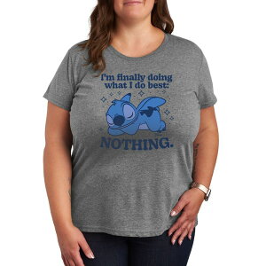�f�B�Y�j�[ ���f�B�[�X �g�b�v�X T�V���c �v���X�T�C�Y �O���t�B�b�N Plusize Disney's Lilo & Stitch I'm Finally Doing What I Do Best Nothingraphic Tee Heather Gray �O���[