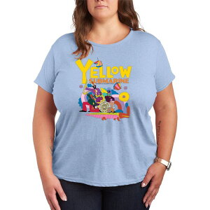 �A�j���L�����N�^�[ ���f�B�[�X �g�b�v�X T�V���c �v���X�T�C�Y �O���t�B�b�N Licensed Character Plusize The Beatles Yellow Submarine Graphic Tee Heather Chambray Blue �w�U�[