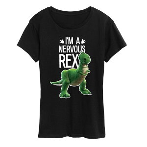 �f�B�Y�j�[ �s�N�T�[ ���f�B�[�X �g�b�v�X T�V���c �O���t�B�b�N Disney / Pixar's Toy Story Women's Nervous Rex Graphic Tee Black �u���b�N