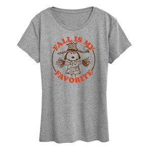�A�j���L�����N�^�[ ���f�B�[�X �g�b�v�X T�V���c �O���t�B�b�N Licensed Character Women's Peanutsnoopy & Woodstock Fall Is My Favorite Graphic Tee Heather Gray �O���[