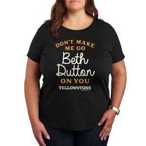 �A�j���L�����N�^�[ ���f�B�[�X �g�b�v�X T�V���c �v���X�T�C�Y �O���t�B�b�N Licensed Character Plus Yellowstone Go Beth Dutton Graphic Tee Black �u���b�N