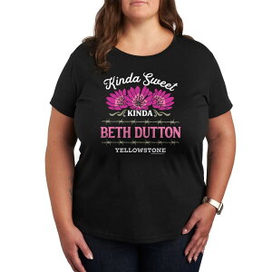 �A�j���L�����N�^�[ ���f�B�[�X �g�b�v�X T�V���c �v���X�T�C�Y �O���t�B�b�N Licensed Character Plus Yellowstone Kinda Beth Dutton Graphic Tee Black �u���b�N