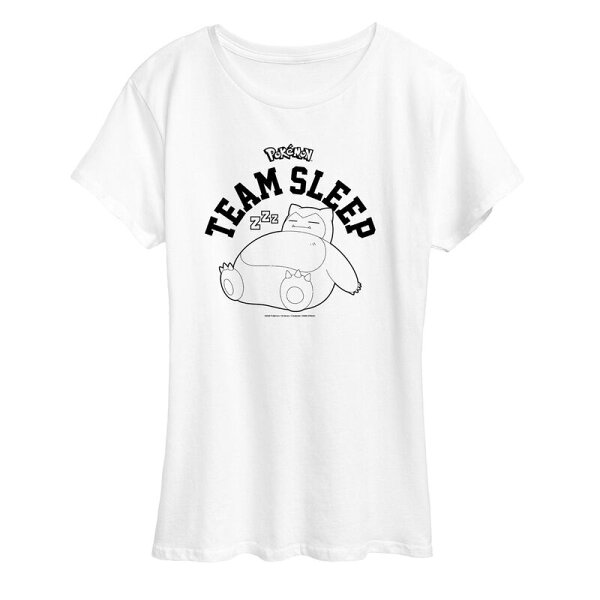 アニメキャラクター レディース トップス Tシャツ グラフィック Licensed Character Women's Pokemon Snorlax Team Sleep Graphic Tee White ホワイト