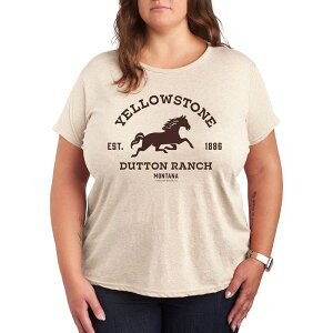 �A�j���L�����N�^�[ ���f�B�[�X �g�b�v�X T�V���c �v���X�T�C�Y ���S �O���t�B�b�N Licensed Character Plus Yellowstonest 1886 Horse Logo Graphic Tee Beige �x�[�W��
