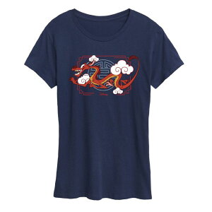 �f�B�Y�j�[ ���f�B�[�X �g�b�v�X T�V���c �O���t�B�b�N Disney's Mulan Mushu Women'sFrame Graphic Tee Navy �l�C�r�[