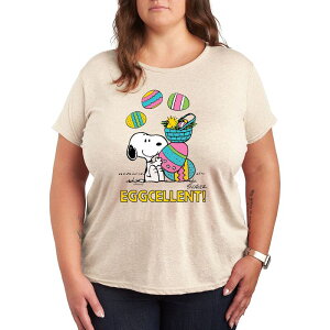 �A�j���L�����N�^�[ ���f�B�[�X �g�b�v�X T�V���c �v���X�T�C�Y �O���t�B�b�N Licensed Character Plus Peanutsnoopy & Woodstock Eggcellent Graphic Tee Beige �x�[�W��
