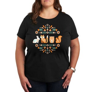 �A���u�����f�b�h ���f�B�[�X �g�b�v�X T�V���c �v���X�T�C�Y �O���t�B�b�N Unbranded Pluscandinavian Woodland Creatures Graphic Tee Black �u���b�N