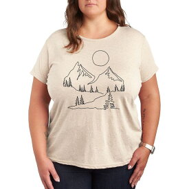 アンブランデッド レディース トップス Tシャツ プラスサイズ グラフィック Unbranded Plus Mountain Line Drawingraphic Tee Beige ベージュ