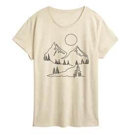 アンブランデッド レディース トップス Tシャツ グラフィック Unbranded Women's Mountain Line Drawingraphic Tee Beige ベージュ
