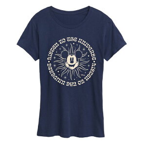 �f�B�Y�j�[ ���f�B�[�X �g�b�v�X T�V���c �v���X�T�C�Y �O���t�B�b�N Disney's Mickey Mouse Plus Listen To The Universe Graphic Tee Navy �l�C�r�[