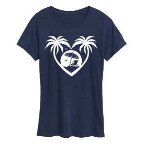 �A���u�����f�b�h ���f�B�[�X �g�b�v�X T�V���c �O���t�B�b�N Unbranded Women's Palm Trees Heart Scene Graphic Tee Navy �l�C�r�[
