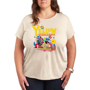 �A�j���L�����N�^�[ ���f�B�[�X �g�b�v�X T�V���c �v���X�T�C�Y �O���t�B�b�N Licensed Character Plusize The Beatles Yellow Submarine Graphic Tee Beige �x�[�W��