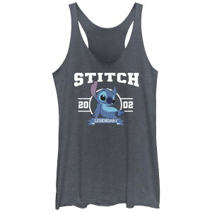 �f�B�Y�j�[ ���f�B�[�X �g�b�v�X T�V���c Disney's Lilo & Stitch Juniors' Legendary Stitch 2002 Tri-Blend Racerback Tank Top Navy Heather �w�U�[