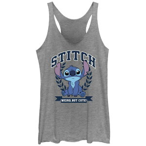 �f�B�Y�j�[ ���f�B�[�X �g�b�v�X T�V���c Disney's Lilo & Stitch Juniors' Weird But Cute Stitch Crest Racerback Tank Top Gray Heather �O���[
