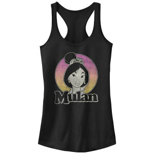 �A�j���L�����N�^�[ ���f�B�[�X �g�b�v�X T�V���c �O���t�B�b�N Licensed Character Juniors' Mulan Head Stamp Racerback Graphic Tank Top Black �u���b�N