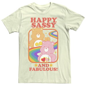 �A�j���L�����N�^�[ ���f�B�[�X �g�b�v�X T�V���c �O���t�B�b�N Licensed Character Juniors' Care Bears Happy Sassy And Fabulous Boyfriend Graphic Tee Natural