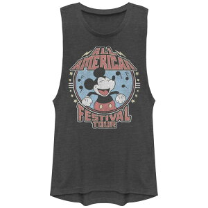 �f�B�Y�j�[ ���f�B�[�X �g�b�v�X T�V���c �O���t�B�b�N Disney's Mickey Mouse All American Festival Tour Juniors' Graphic Tank Charcoal �`���R�[��