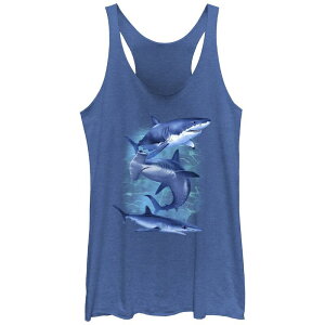 �A���u�����f�b�h ���f�B�[�X �g�b�v�X T�V���c Unbranded Juniors' Three Blue Sharks Racerback Tank Top Royal Heather �w�U�[