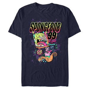 �j�R���f�I�� �����Y �g�b�v�X T�V���c �O���t�B�b�N Men's Nickelodeon SpongeBob Crazy Poster Graphic Tee Navy �l�C�r�[
