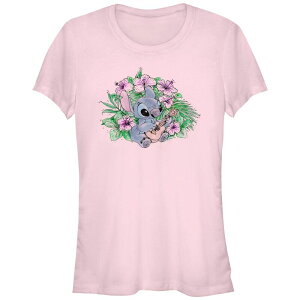 �f�B�Y�j�[ ���f�B�[�X �g�b�v�X T�V���c �O���t�B�b�N Disney's Lilo & Stitch Juniors' Playing Ukulele Stitch Graphic Tee Light Pink �s���N