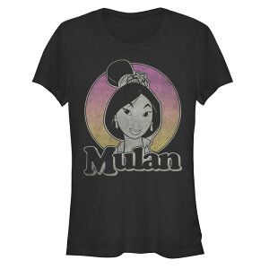 �f�B�Y�j�[ ���f�B�[�X �g�b�v�X T�V���c �O���t�B�b�N Disney's Mulan Juniors' Head Stamp Graphic Tee Black �u���b�N