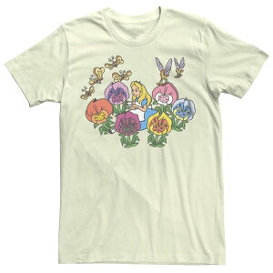 �f�B�Y�j�[ ���f�B�[�X �g�b�v�X T�V���c �O���t�B�b�N Disney's Alice In Wonderland Alice Flowers Party Juniors' Boyfriend Graphic Tee Natural