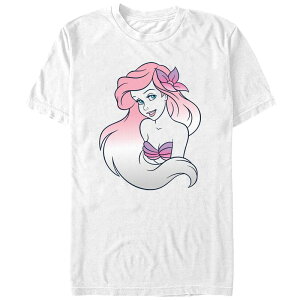 �f�B�Y�j�[ ���f�B�[�X �g�b�v�X T�V���c �O���t�B�b�N Disney's The Little Mermaid Ariel Gradient Hair Juniors' Boyfriend Graphic Tee White �z���C�g